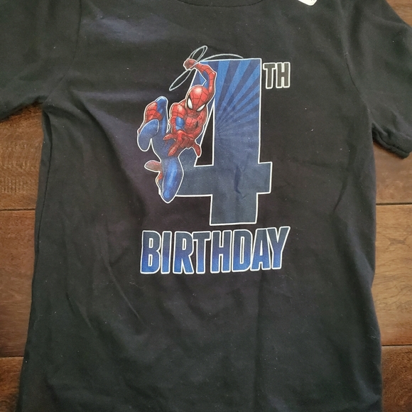 Spiderman Happy 4th Birthday tshirt New size 4 boys - Picture 2 of 2